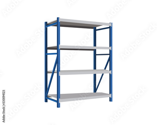 Vector illustration of an blue metal shelving on a white background.