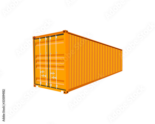 Vector illustration of an orange cargo container on a white background.