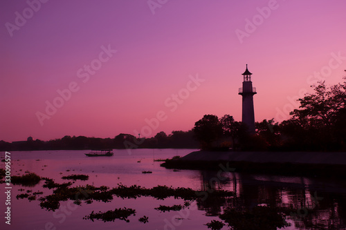 The lighthouse at sunset for background