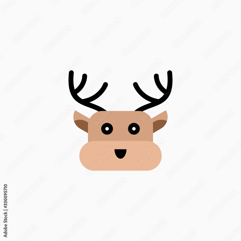 Cute cartoon Deer face. Sticker with funny character. Animal Clip Art. Deer head icon. Flat vector illustration. Cute cartoon Deer face. Sticker with funny character. Animal Clip Art. Deer head icon. Flat vector illustration.