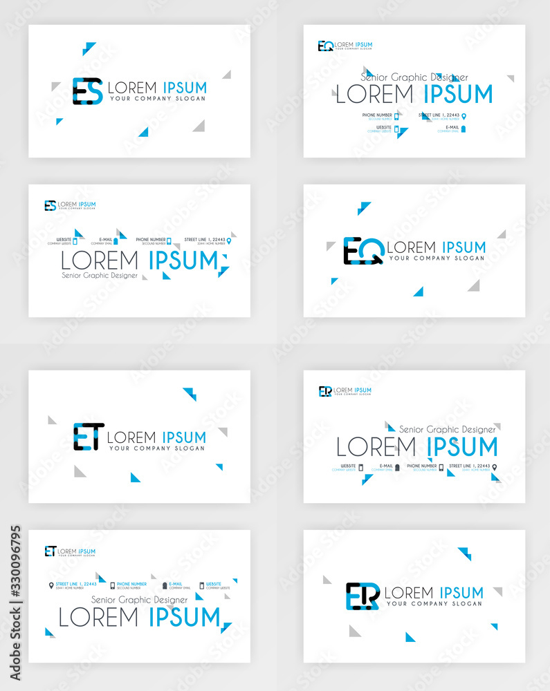Blue Business Card Template. Simple Identity Card Design With Alphabet Logo And Slash Accent Decoration. For Corporate, Company, Professional, Business, Advertising, Public Relations, Brochure, Poster Blue Business Card Template. Simple Identity Card Design With Alphabet Logo And Slash Accent Decoration. For Corporate, Company, Professional, Business, Advertising, Public Relations, Brochure, Poster