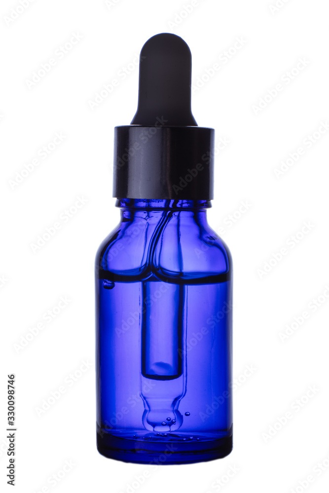 Serum glass bottle isolated on white background. Cosmetics skin care, Moisturizer, Serum oil Bottle on white