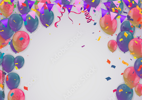 Illustration set colorful shiny balloons isolated on white background