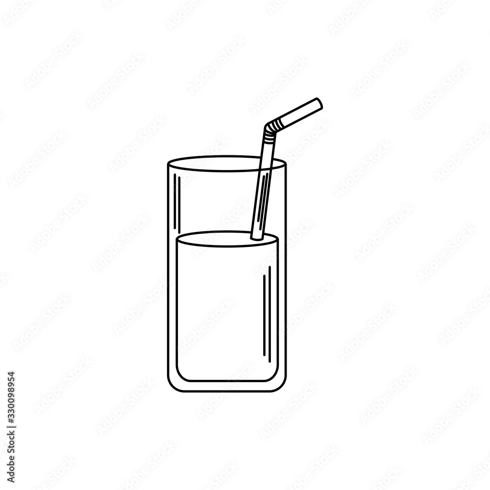 drinks glass cup with straw beverage fresh line style icon drinks glass cup with straw beverage fresh line style icon