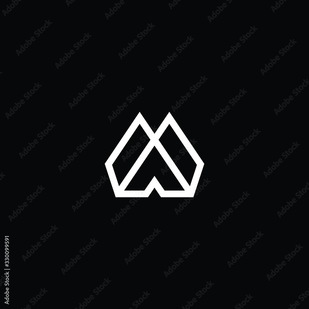  Minimal elegant monogram art logo. Outstanding professional trendy awesome artistic M MM MA AM initial based Alphabet icon logo. Premium Business logo White color on black background