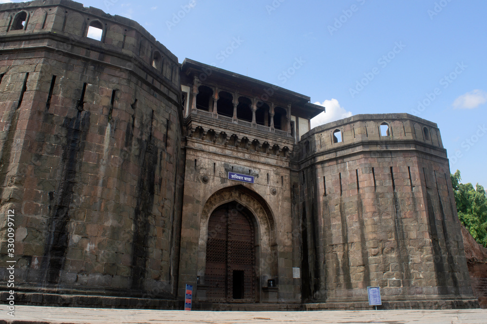 Huge Front door, Shaniwar Wada fort, Pune, Maharashtra India