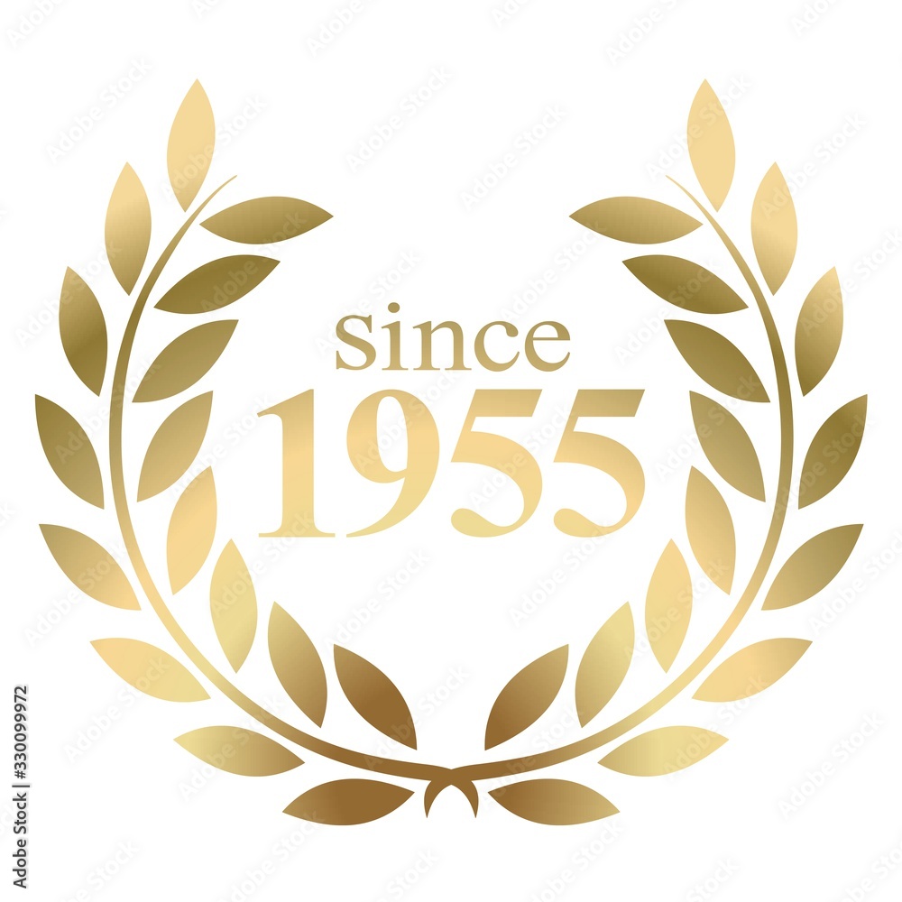 Since year 1955 gold laurel wreath vector isolated on a white background Since year 1955 gold laurel wreath vector isolated on a white background