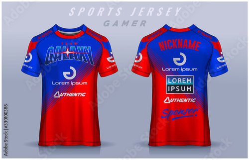 t-shirt e-sport design template, Soccer jersey mockup for football club. uniform front and back view.