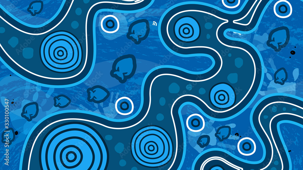 Aboriginal dot art vector background. River concept Aboriginal dot art vector background. River concept