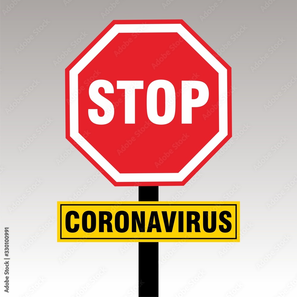 Stop Corona Virus Street Sign Illustration, Covid-19 Tag Label Design Template Vector Stop Corona Virus Street Sign Illustration, Covid-19 Tag Label Design Template Vector