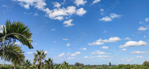 Rural landscape in the city of sao vicente do sul in brazil and in the background the blue sky with scattered clouds