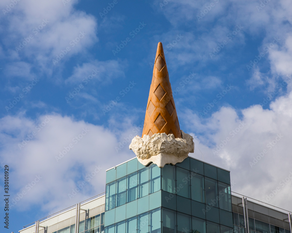 Dropped Cone Sculpture in Cologne Editorial Photography - Image of