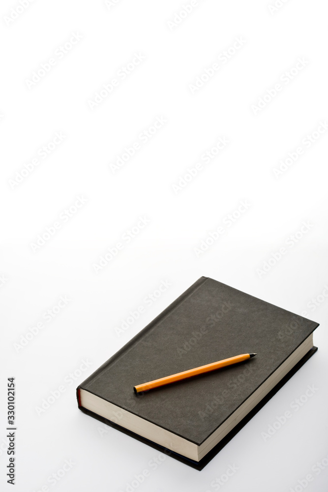 Books and ballpoint pens on white background. Books and ballpoint pens on white background.