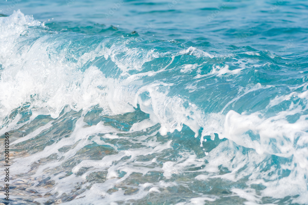 Fototapeta premium Blue sea wave crashing. Nature background. Travel concept