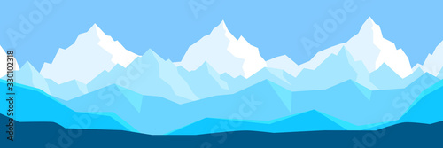 Beautiful mountains  great design for any purposes. Travel concept. Nature landscape. Landscape tourism. Vector background. Isolated illustration. Flat design. Vector landscape in a minimalist style.