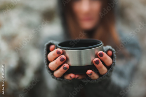 delicious coffee drink in your hands during quarantine