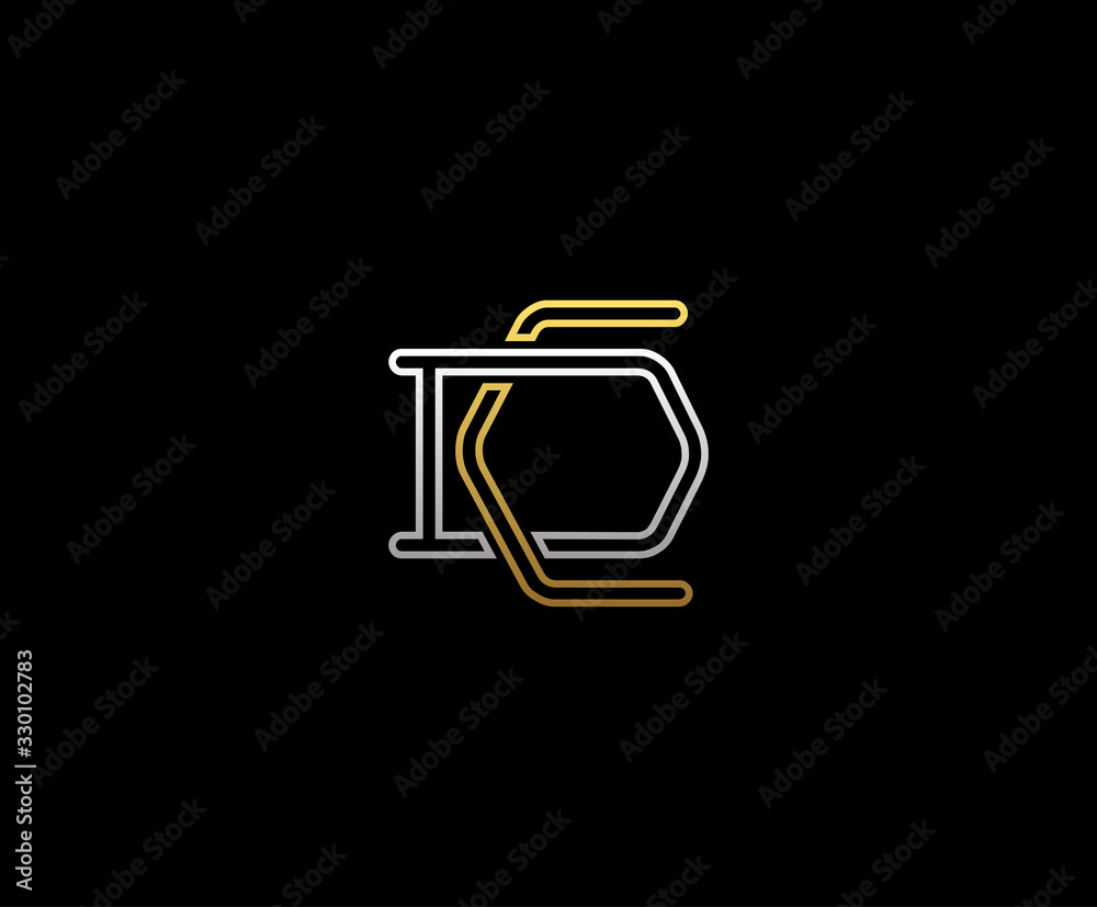 Initial letter D and C, CD, DC, overlapping interlock logo, monogram line art vintage style on black background Initial letter D and C, CD, DC, overlapping interlock logo, monogram line art vintage style on black background