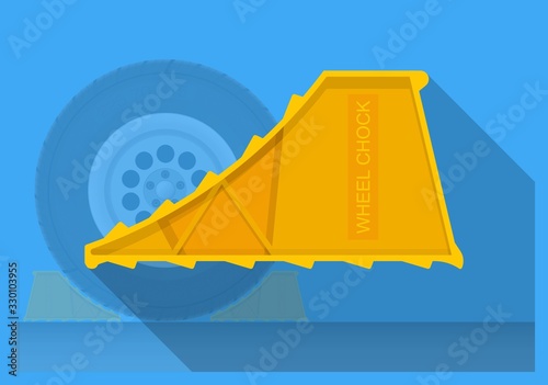 Wheel chock car parking brake loading dock equipment safety device truck prevent movement