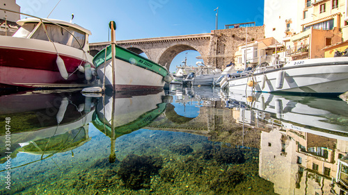 Marseille, France, la corniche. Vue du vallon des Auffes. 