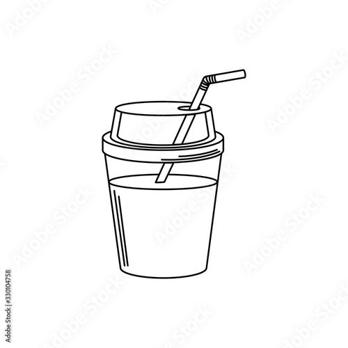 drinks cold refresh plastic cup with straw line style icon
