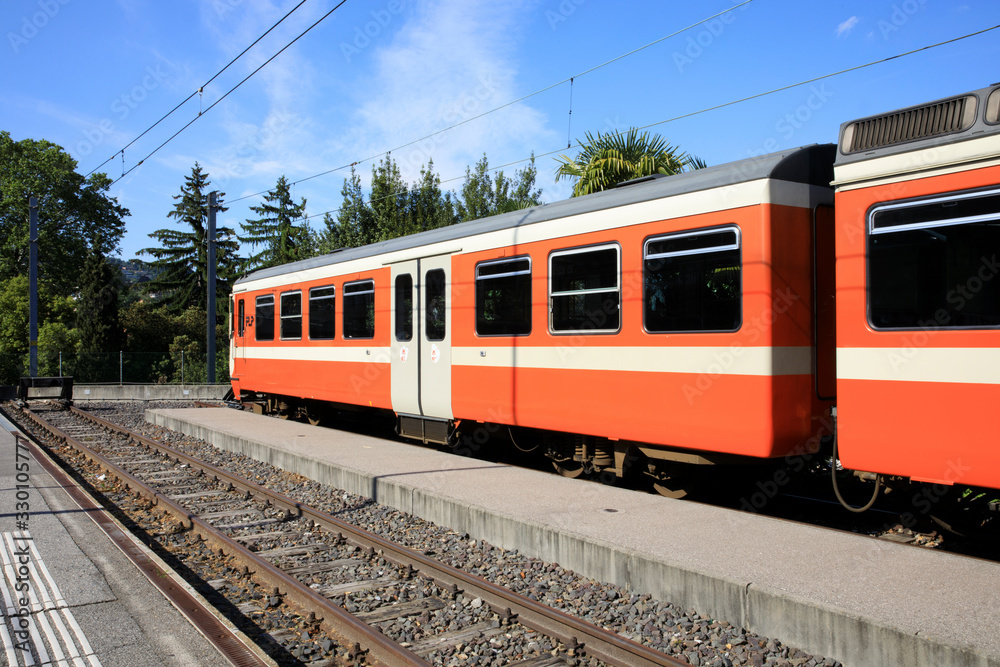 Lugano / Switzerland - June 01, 2019: Lugano station area, Lugano, Switzerland, Europe Lugano / Switzerland - June 01, 2019: Lugano station area, Lugano, Switzerland, Europe