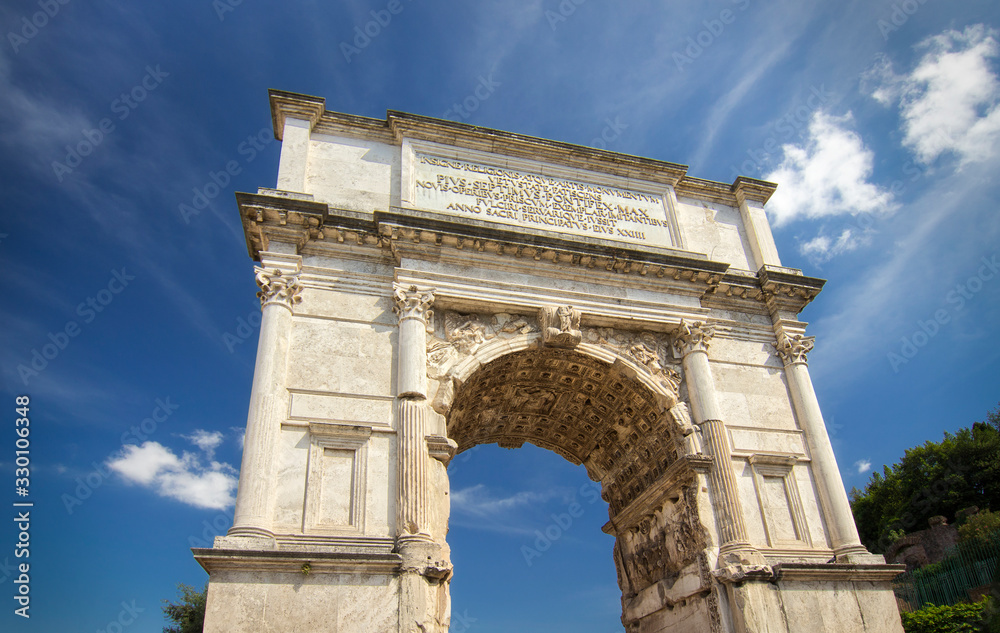 Arch of Titus on Via Sacra, Roman Forum, Rome, Italy.