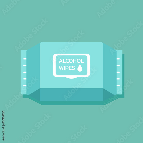 wet tissue, alcohol wipes for virus prevention, vector flat illustration