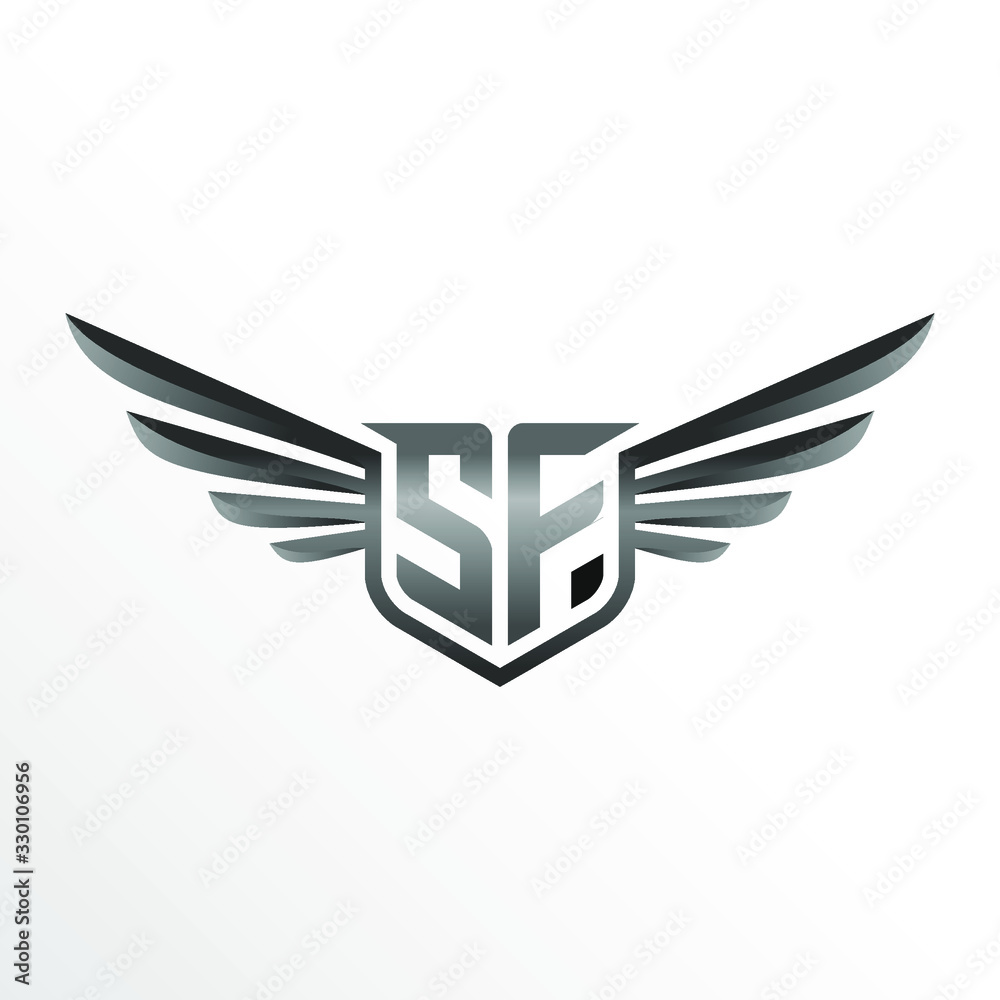 Initial Letter SF with Wings Initial Letter SF with Wings