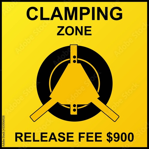 Car Vehicle Wheel Clamp Lock Device Prevent From Moving Outside Parking Area Sign Symbol