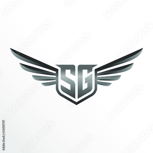 Initial Letter SG with Wings