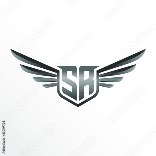 Initial Letter SR with Wings