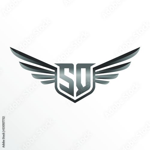 Initial Letter SQ with Wings