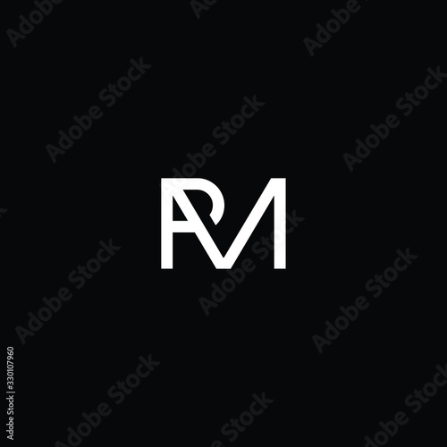  Minimal elegant monogram art logo. Outstanding professional trendy awesome artistic PM MP initial based Alphabet icon logo. Premium Business logo White color on black background