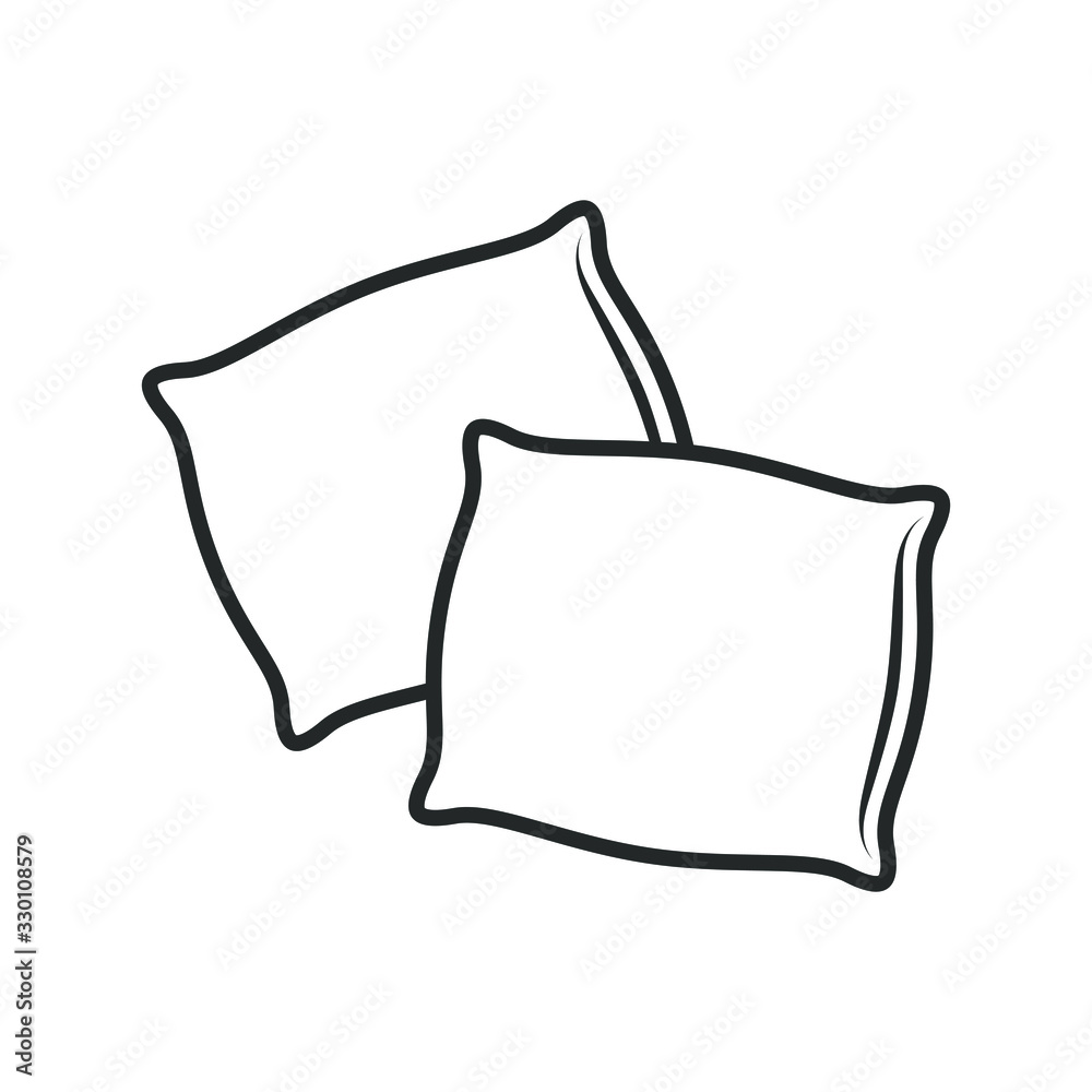 Pillows graphic icon. Two cushions sign isolated on white background. Vector illustration