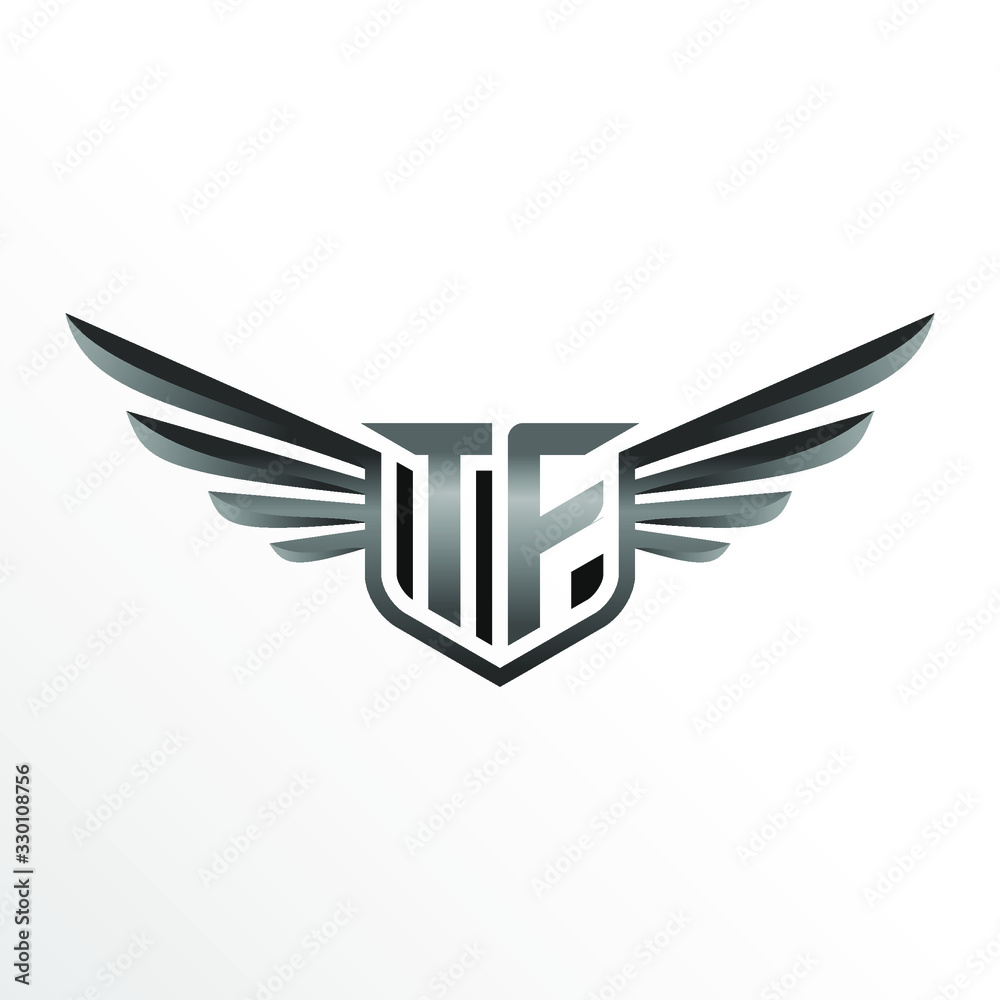 Initial Letter TF with Wings