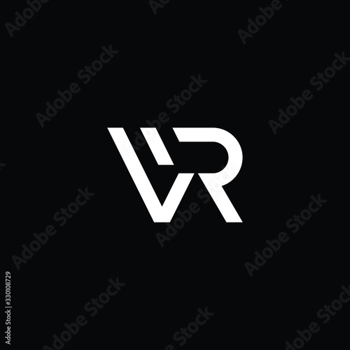  Minimal elegant monogram art logo. Outstanding professional trendy awesome artistic VR RV initial based Alphabet icon logo. Premium Business logo White color on black background