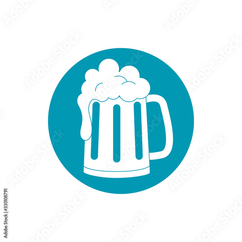drinks beer mug glass with foam alcohol blue block style icon