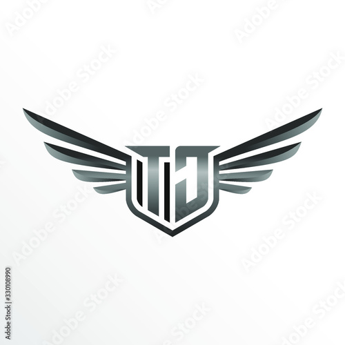 Initial Letter TJ with Wings photo