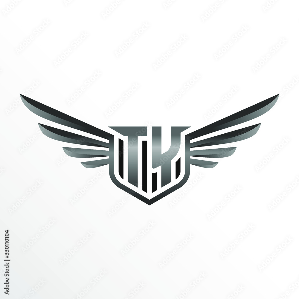 Initial Letter TY with Wings Initial Letter TY with Wings