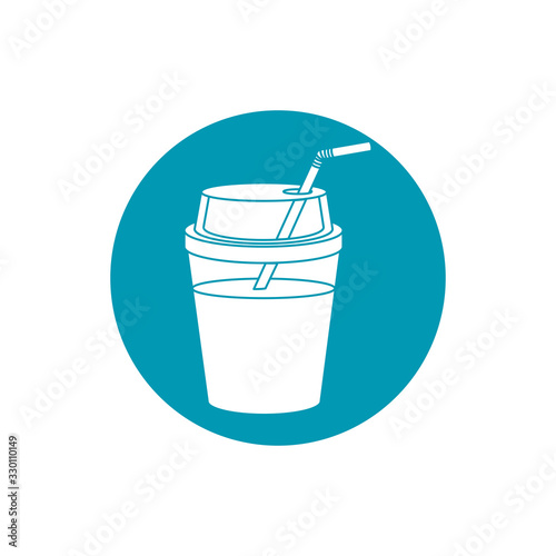 drinks cold refresh plastic cup with straw blue block style icon