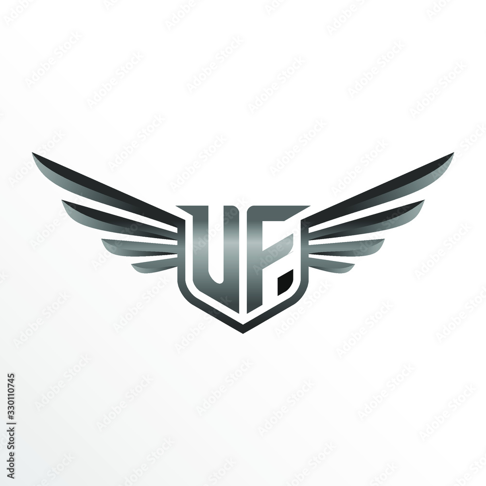 Initial Letter UF with Wings Initial Letter UF with Wings