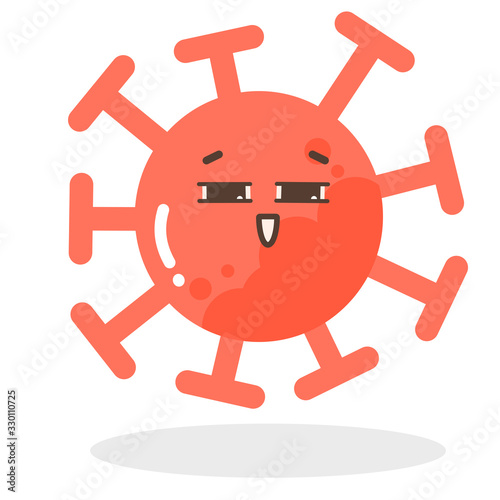 Vector set of cartoon red emoticons face covid-19, emoji insult or wondering face of corona virus, Corona Virus cartoon characters - the sun or dust floating isolated on white background 