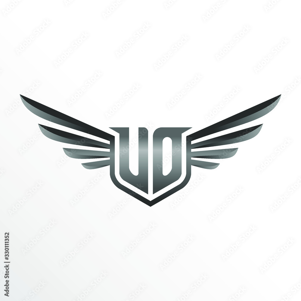 Initial Letter UO with Wings Initial Letter UO with Wings