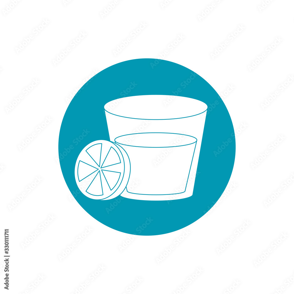 drinks glass cup and slice lemon cocktail blue block style icon drinks glass cup and slice lemon cocktail blue block style icon