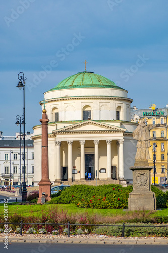 XIX century St. Alexander’s Church - Kosciol sw. Aleksandra - on the Three Crosses Square in historic city center of Warsaw, Poland photo