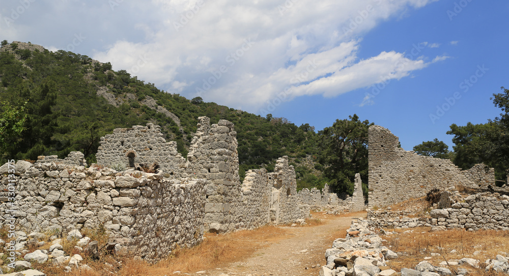 ancient street among ruins in Olympos city