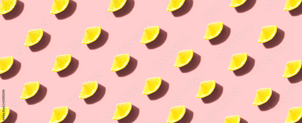 Fresh yellow lemons overhead view - flat lay Fresh yellow lemons overhead view - flat lay