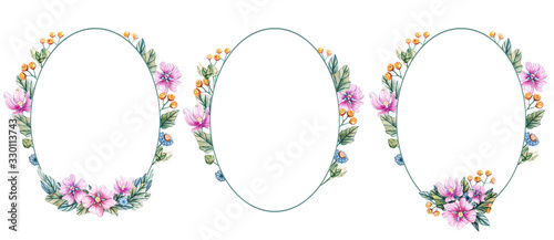 Oval frame of wildflowers for a wedding.