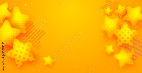 Abstract background modern hipster futuristic graphic. Yellow background with yellow stars. Vector abstract background texture design  bright poster  banner background Vector illustration.