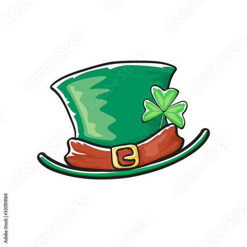 cartoon hand drawn saint patriks hat isolated on white background. st. patriks day sticker